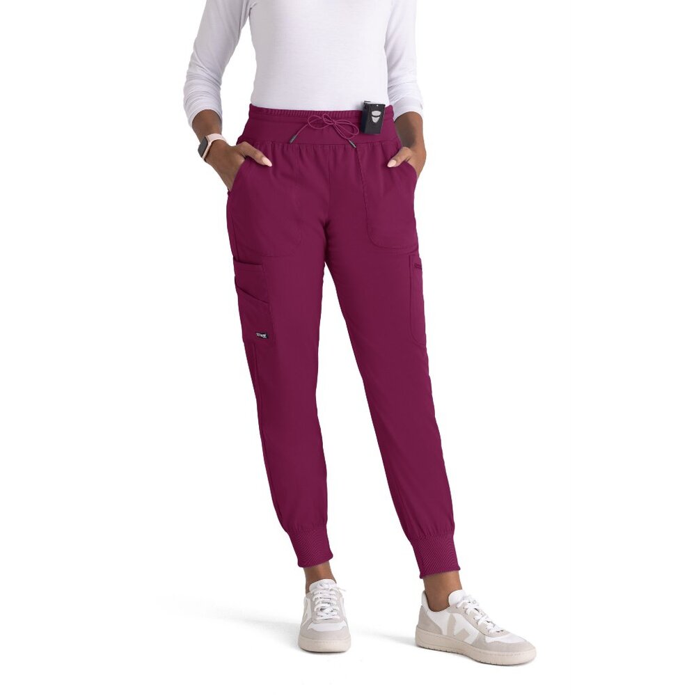 Barco Uniforms Women's Jogger Scrub Pants in Burgundy